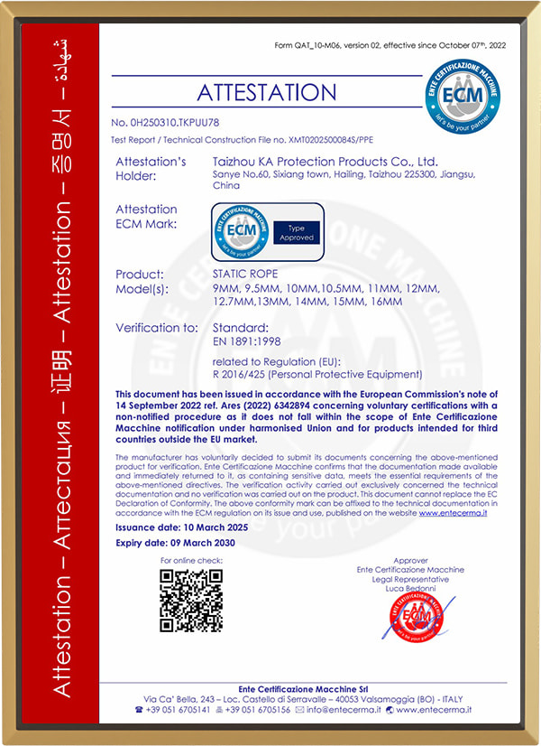 CE-certificaat voor touw